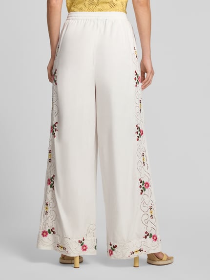 Essentiel Antwerp Regular Fit Weite Hose aus reiner Baumwolle Modell 'JANAI' Weiss 5
