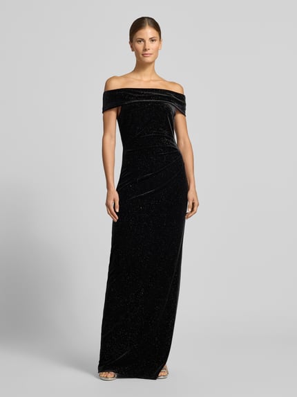 Christian Berg Cocktail Maxi-jurk van fluweel in off-shoulder-look Zwart - 4