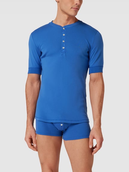 SCHIESSER T-Shirt mit kurzer Knopfleiste Modell 'Karl' Royal 1