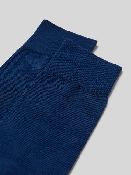 Productfoto, Sokken in 2-pack van FALKE, model 'Happy', blauw, katoenmix, brede boord, versterkte hiel en teen, herensokken.