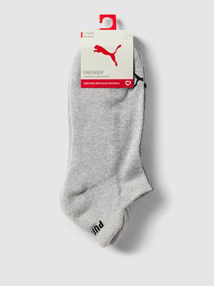 PUMA Sneakersocken mit Label-Details Modell 'Cushioned' im 2er-Pack Silber Melange 3