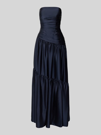 Produktfoto, Regular Fit Abendkleid in Falten-Optik von Luxuar z imitacją satyny, krój regular fit, taliowany, A-linia, wszyty zamek błyskawiczny, długość tyłu 125 cm, szerokość w rozmiarze 36: 41 cm