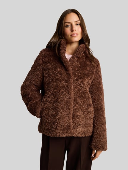 Tom Tailor Teddyjacke mit Stehkragen Cognac 4
