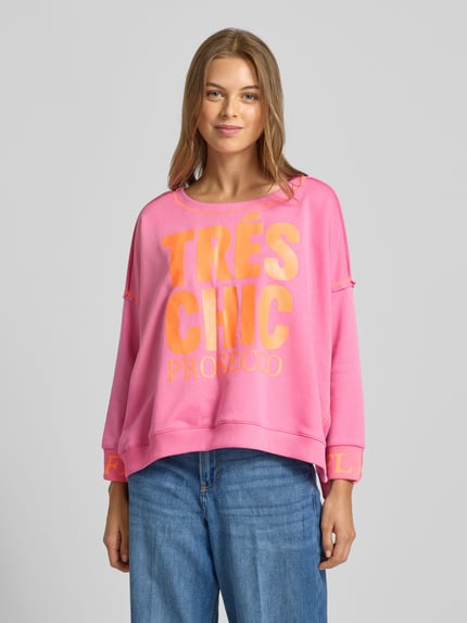 miss goodlife Oversized sweatshirt met ribboorden Felroze - 4