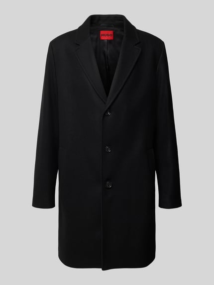 HUGO Wollmantel mit Label-Schriftzug Modell 'Malte2641' Black 1
