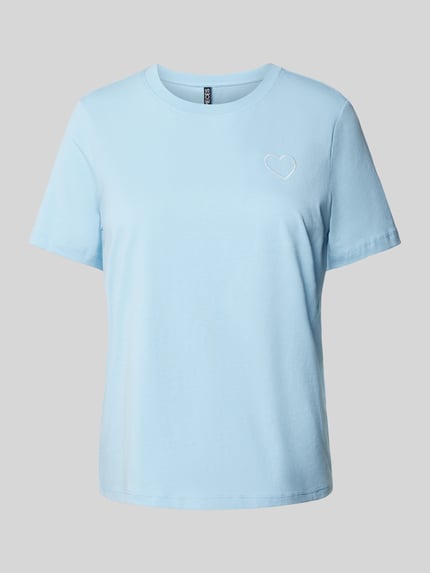 PIECES T-Shirt mit Motiv-Stitching Modell 'RIA' Hellblau 2