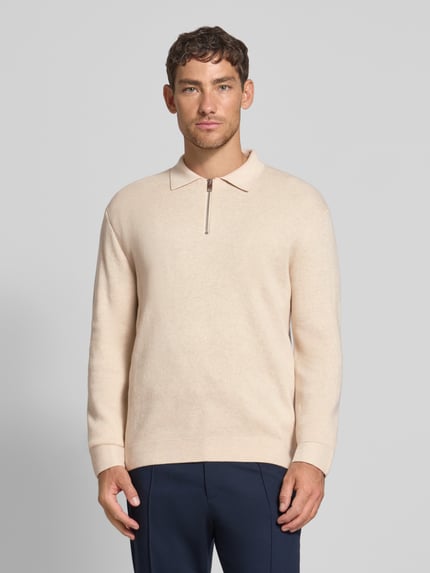 JACK & JONES Premium Sweter z dzianiny z prążkowanymi wykończeniami model ‘MILANO’ Złamany biały melanż 4