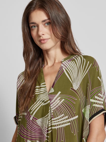 LIEBLINGSSTÜCK Sukienka midi z kołnierzem z lamówką model ‘Roana’ Khaki 3