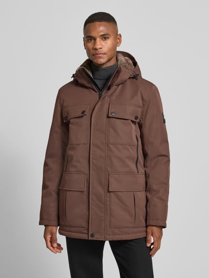 Tom Tailor Regular fit parka met voering van capuchon van imitatiebont Middenbruin - 4