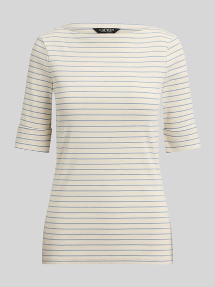 Lauren Ralph Lauren regular fit T-shirt van katoenmix Ecru - 2