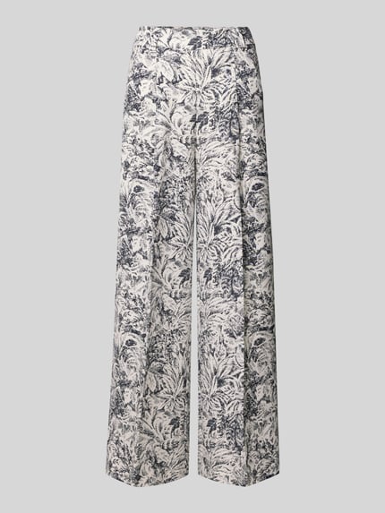 Produktfoto, Hose aus Lyocell im Allover-Look von Windsor in Weiß mit dunkelblauem floralen Muster, Regular Fit, Bügelfalten, Eingrifftaschen