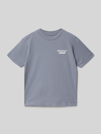 Productfoto, Regular Fit T-shirt met statementprint model 'Bro' van Jack & Jones, puur katoen, ronde hals, ruglengte maat 140: 50 cm