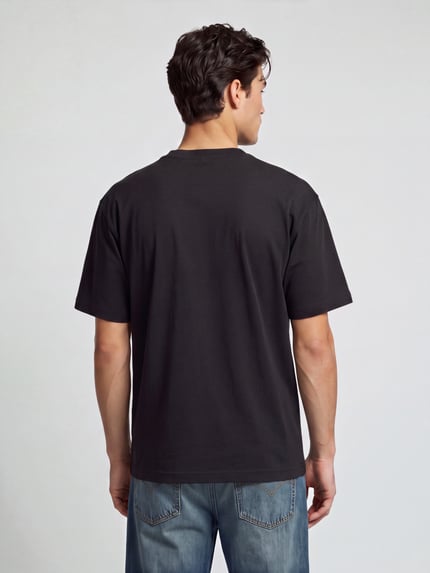 G-Star RAW T-shirt z centralnym nadrukiem z logo Czarny 5