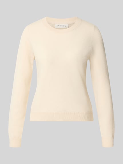 Produktfoto, Slim Fit Strickpullover aus reinem Kaschmir von Christian Berg Woman in Creme, tailliert, elastische Abschlüsse, glatte Textur