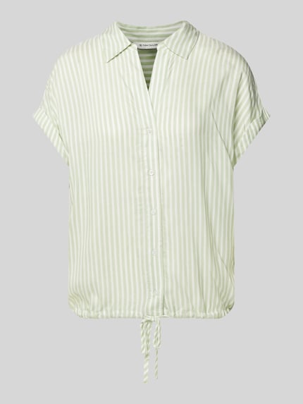 Tom Tailor Relaxed fit blouse met korte mouwen van puur viscose met V-hals Lichtgroen - 2