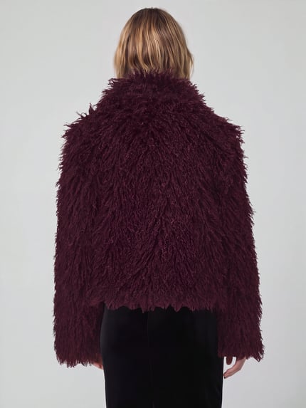 Jake*s Cocktail Webpelzjacke mit voluminöser Strukturoptik Aubergine 5