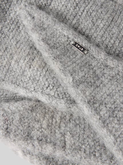 OPUS Schal mit metallischem Logo-Detail Modell 'Ableti' Mittelgrau 2