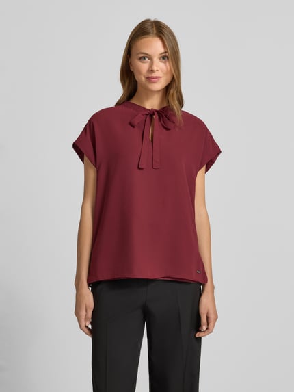 Calvin Klein Womenswear Regular Fit Bluse mit Schlüssellochausschnitt Modell 'Tie' Bordeaux 4