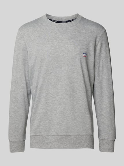 HOM Sweatshirt mit Label-Stitching Mittelgrau Melange 2