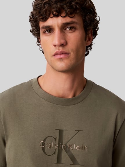Calvin Klein Jeans Relaxed Fit T-Shirt aus reiner Baumwolle mit Logo-Print Khaki 3