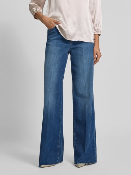 Marc Cain Wide fit jeans van katoenmix in 5pocketmodel Marineblauw - 4
