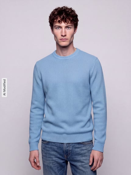 Selected Regular fit pullover van puur katoen model 'DANE' Lichtblauw - 4