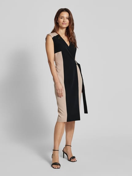 DKNY Knielange jurk in wikkellook Ecru - 1