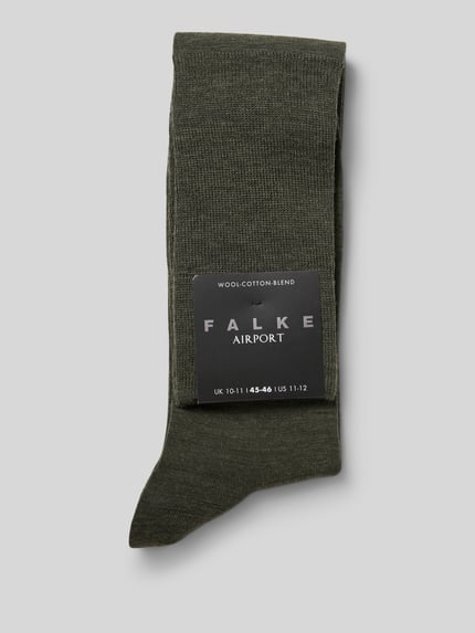 Produktfoto, Kniestrümpfe mit elastischem Rippenbündchen Modell 'AIRPORT' von Falke im Schurwoll-Mix mit Baumwoll-Anteil, körpernahe Passform.