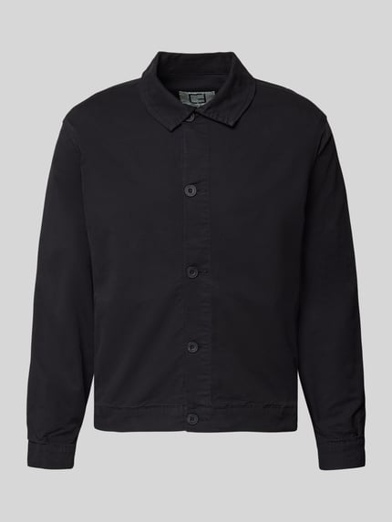 Productfoto, Hemdjacke aus Baumwoll-Mix mit Knopfleiste Modell 'BUCHAN' van Casual Friday, zwart, rechte snit, Kentkraag, gladde textuur.