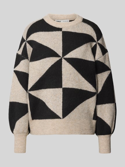 ONLY Regular Fit Strickpullover mit voluminösem Armschnitt Modell 'GEORGINA' Ecru 2