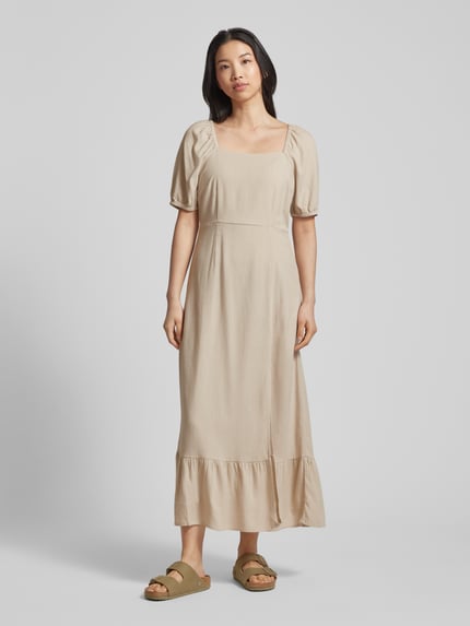 VERO MODA Midikleid aus Viskose-Leinen-Mix Modell 'MYMILO' Taupe 4