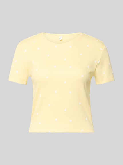 ONLY regular fit T-shirt van katoenmix model 'FENJA' Lichtgeel - 2
