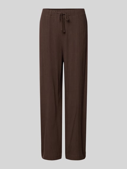 Produktfoto, Stoffhose aus Viskose-Leinen-Mix mit elastischem Bund von Jake*s Casual in Braun, Relaxed-Fit, Tunnelzug, glatte Struktur