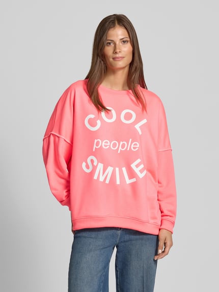 miss goodlife Relaxed fit sweatshirt met statementprint Neon roze - 4