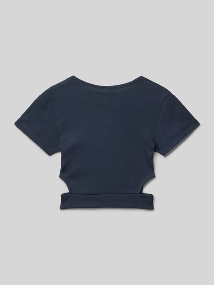 Blue Effect T-shirt krótki z wycięciem Granatowy 3