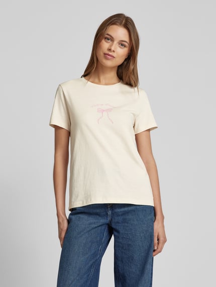 VERO MODA Regular Fit T-Shirt aus reiner Baumwolle Modell 'VANESSA' Offwhite 4