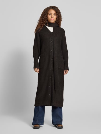 Topshop Regular fit lange cardigan met v-hals model 'FIA' Cognac - 4