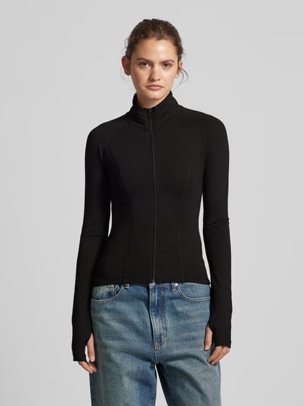 Gina Tricot Slim fit sweatjack met opstaande kraag Zwart - 4