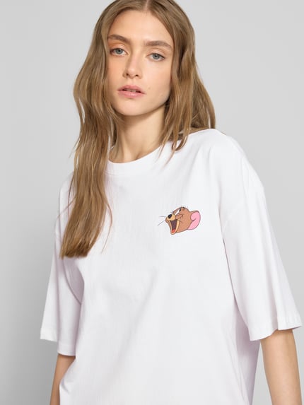 REVIEW T-shirt typu oversized z nadrukiem z motywem Biały 3