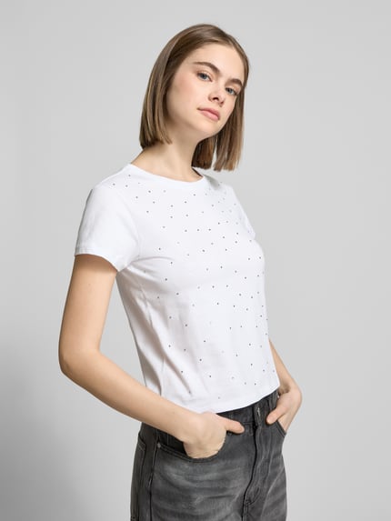 REVIEW T-Shirt mit Ziersteinbesatz Weiss 3