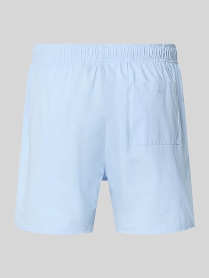 Produktfoto, Badeshorts mit Label-Stitching Modell 'Iconic' von BOSS, Optik: Unifarben, Gesäßtasche, Stretch Materialverarbeitung, elastisch, Tunnelzug