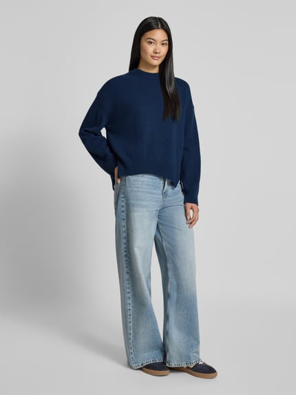DRYKORN Oversized Strickpullover mit gerippten Abschlüssen Dunkelblau 1