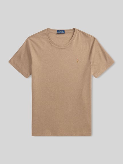 Productfoto, Regular Fit T-Shirt uit pure katoen van Polo Ralph Lauren, effen beige, logo-stitching, ronde hals, korte mouw, jerseystructuur
