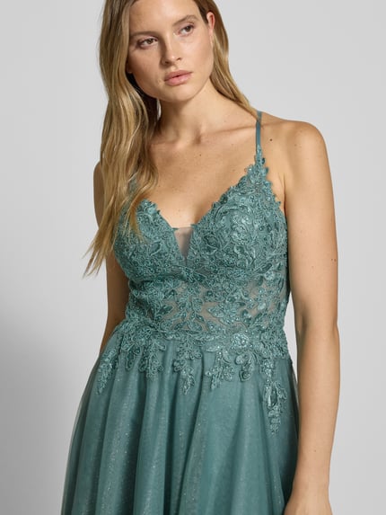 LUXUAR FASHION Avondjurk met hartvormige hals Groen - 3