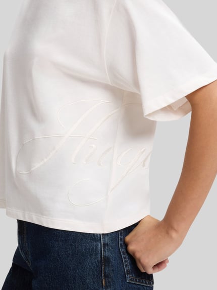 HUGO Loose Fit T-Shirt aus reiner Baumwolle Modell 'Duslant' Offwhite 3