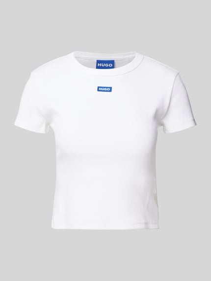 HUGO Blue Kort T-shirt met labeldetail Wit - 2