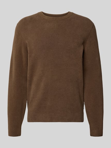 Produktfoto, Regular Fit Pullover mit Baumwoll-Anteil von Marc O'Polo Denim in Optik: Unifarben, Passform: Regular Fit, Crew Neck, Langarm, Materialverarbeitung: Ripp