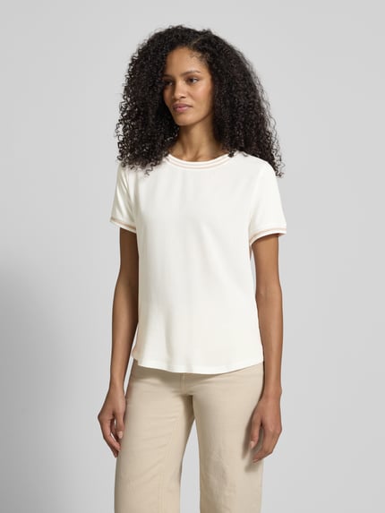 MORE & MORE T-shirt van Mix van viscose en elastaan met ronde hals Offwhite - 4