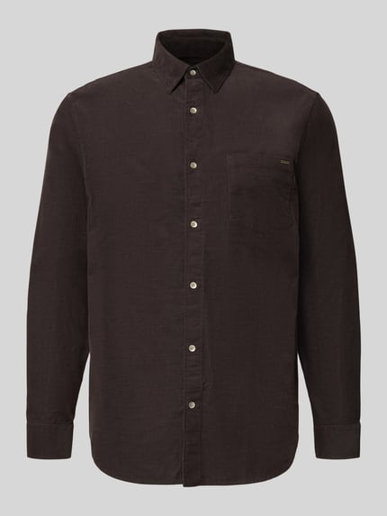 GUESS Regular Fit Freizeithemd aus Feincord Schoko 1