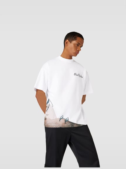 Blue Sky Inn t-shirt o kroju oversized ze stójką Biały 4